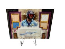 Junior Caminero 2025 Topps Museum Collection Quad Relic Purple Auto /75 Rays