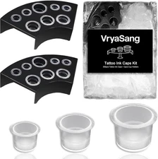 302Pcs Tattoo Ink Caps Kit - 100 Small 100 Medium 100 Large Tattoo Ink Cups + 2 