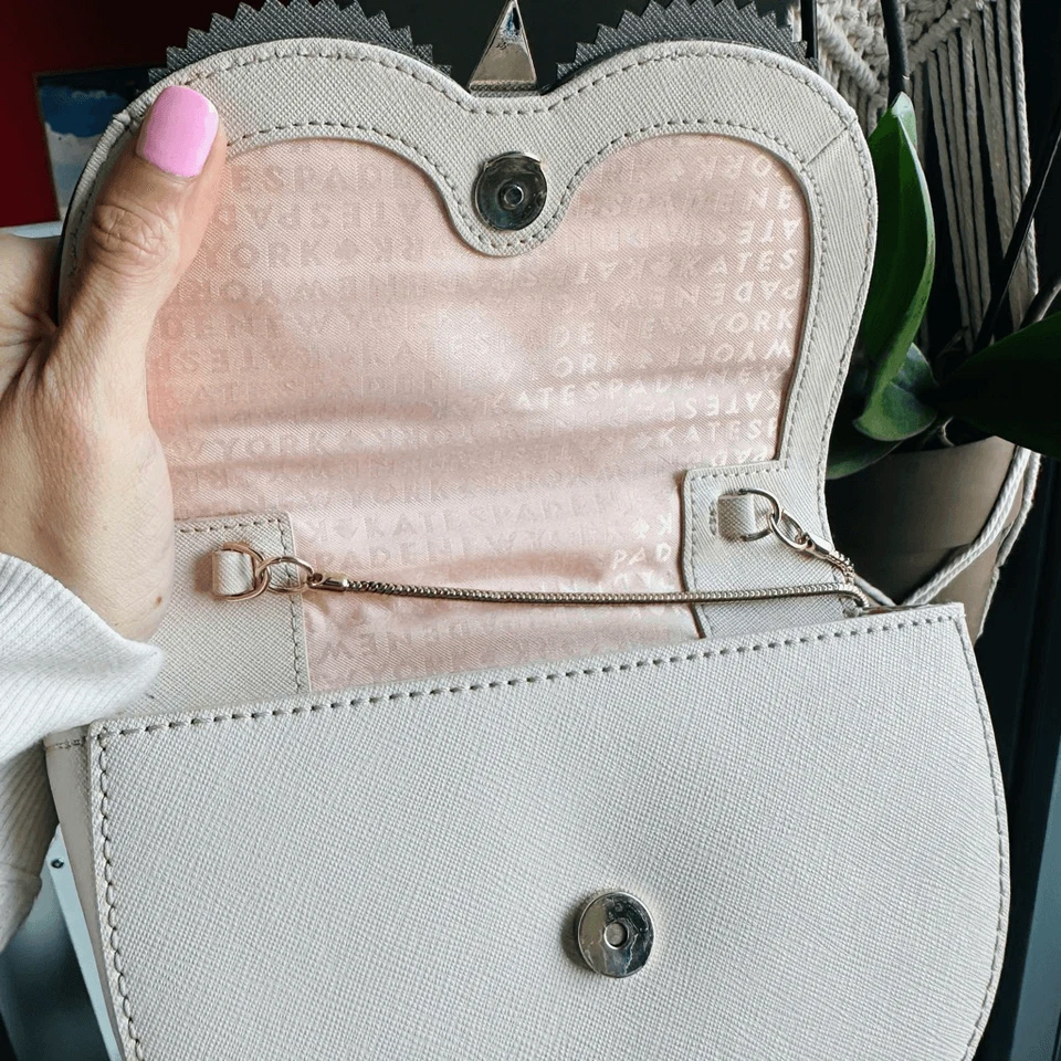 Bolso Bandolera Kate Spade Owl Blaze a Trail Rosa Gris Crema Cuero Raro Foto 4 de 4