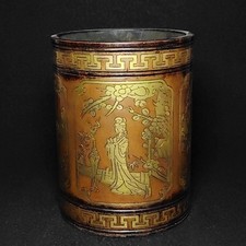 5.1 Inch Old Gilded purple copper Chinese Ancient Four belle Statue Brush Pot