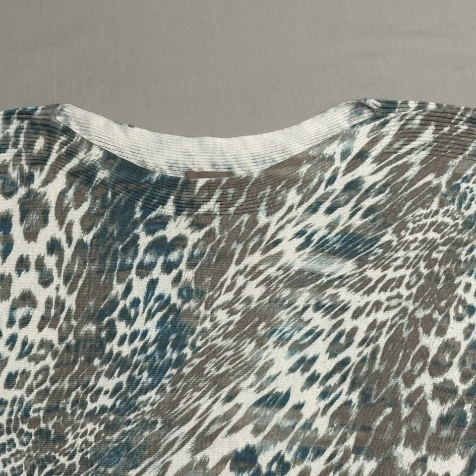 Top Easywear By Chicos Mujer 2 Grande L Azul Estampado Animal Manga 3/4 Cachemira Bld Foto 2 de 4