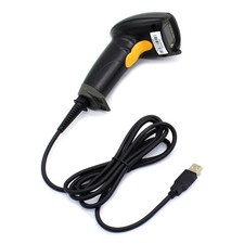 Efficient Wired Handheld Barcode Scanner - 200 Scans/s, Sleek Black Design