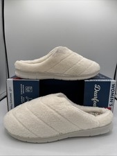 BNIB Dearfoams L Cream Memory Foam Indoor/Outdoor Slippers 1847077 Women's M 7-8
