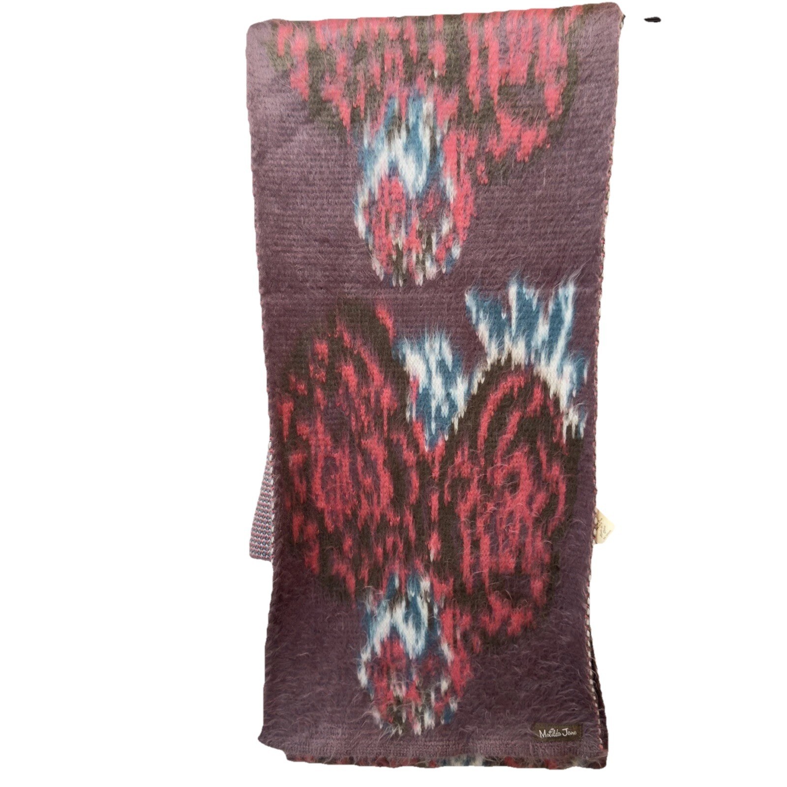 100% Acrylic Matilda Jane Long Woven Scarf Pink & Purple Multi Color WARM 11x90
