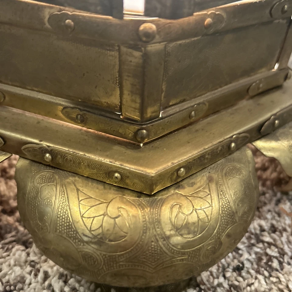 Linterna de mesa de cobre Y3108 TOUROU-pie de garra-luz japonesa-¡RARA! Foto 4 de 4