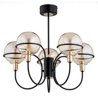 Design Kronleuchter Bernstein Schwarz Gold Modern Glamour 5X40W/E14