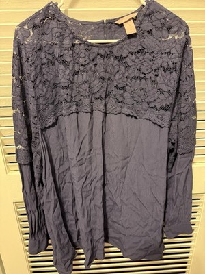 H&M Women s Long Sleeve Blue Lace Blouse Size 24 / 3X