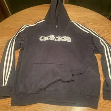 adidas Men's Essentials 3-Stripe Logo Fleece Hoodie Pullover Size  XL Black