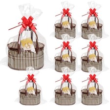 8 Set Baskets for Gifts Large Empty Woven Bamboo Gift Basket Bulk Kit with Ha...