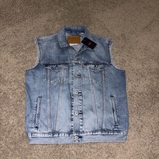 Levi  s Strauss Premium Denim Trucker Vest Relaxed Fit Blue Size Small NWT