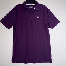 Under Armour Golf Polo Purple HeatGear Loose Performance Short Sleeve Men Medium