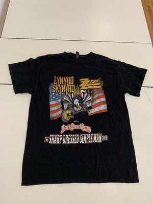 Lynyrd Skynyrd ZZ Top T-Shirt Medium Sharp Dressed Simple Man Black Stone Cherry