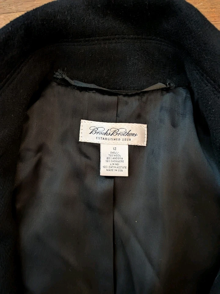 Gabardina de lana negra Brooks Brothers para mujer talla 12 vintage Foto 2 de 4