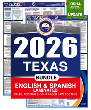 2026 Texas TX LABOR LAW POSTER Federal  State Bundle Laminated