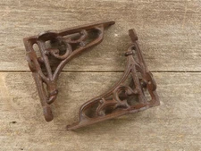 2 Antique Style Shelf Brace Wall Bracket Cast Iron Brackets Small 4 1/8" X 3 5/8
