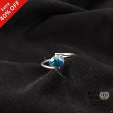 Valentines Sale Natural Swiss Blue Topaz 925 Silver December Birth New Band Ring