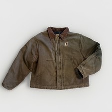 Carhartt J22-CHT Brown Vintage Mens XXL Arctic Jacket Corduroy Collar Distressed