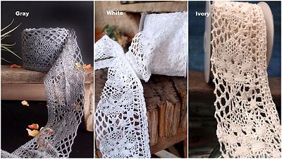 2.5'' Crochet Lace Ribbon Floral Trim Gift Wrap Decor 10 Yards - Choose Colors