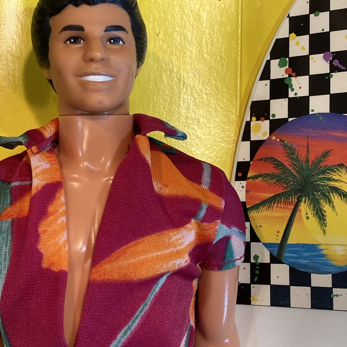 vintage 1983 Hawaiian Ken Doll Mattel No.7495 w Surfboard NRFB