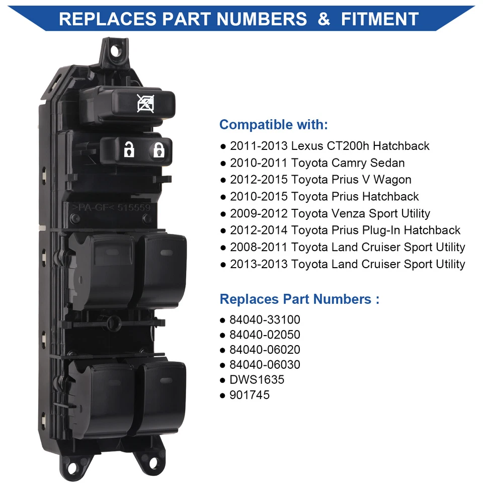 Window Switch Control for 2008-2015 Toyota Camry/Land Cruiser/Prius/Venza Lexus - Image 4 of 4