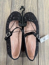 Black Glitter Mary Jane Flats Girls Size 3 Falls Creek