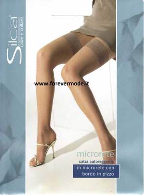 3 Strümpfe Frau Silca Aus Micro Mit Volant Spitze Silikonisierte Art. Micro