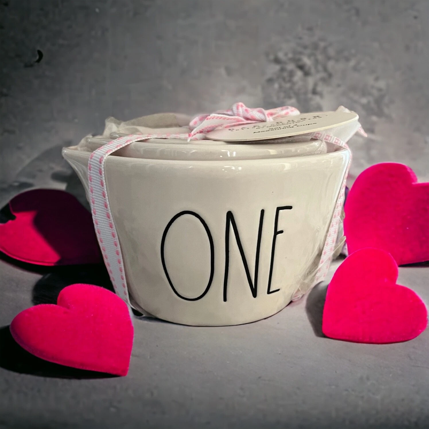 NEW Rae Dunn White Measuring Cups with Pink Interior
