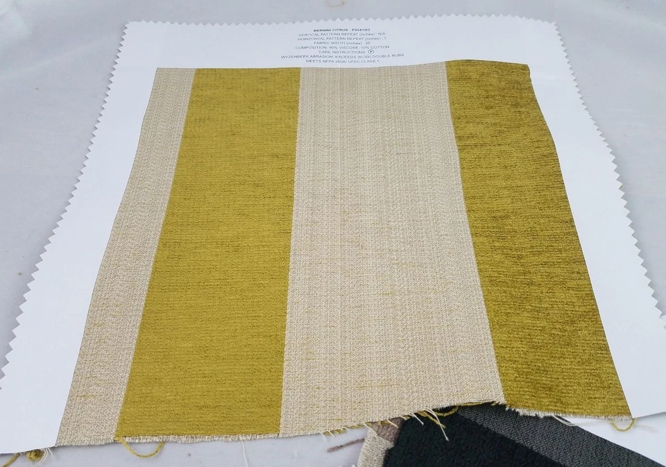 Lot Bernini Striped Brocade Woven Velvet Furniture Fabric Samples Lot 4 Pieces - Image 3 of 4