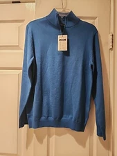 Nine Bull Sweater Mens L Teal Soft Knit Grandpa Style Ribbed Waist Comfort