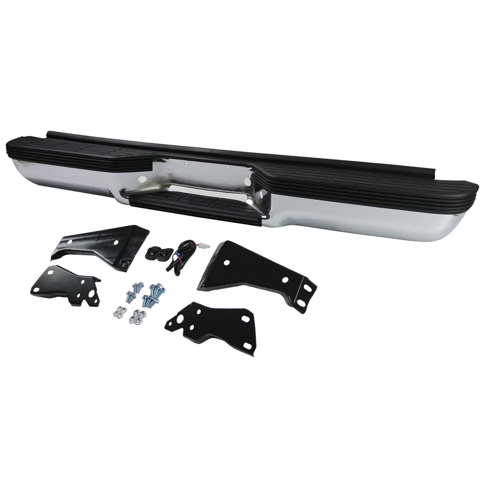 Chrome Complete Rear Bumper for 88-2000 Chevy Silverado GMC Sierra C/K 1500 2500 Foto 3 de 4