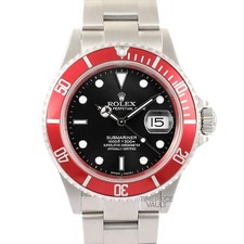Rolex ROLEX MENS SUBMARINER 16610 DATE S/STEEL OYSTER 40MM WATCH RED BEZEL BLACK DIAL