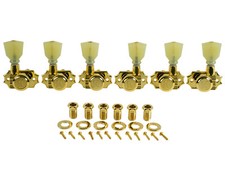 Kluson Revolution Locking Tuners 3x3 Pearloid keystone button - Gold KRGL-3-GP