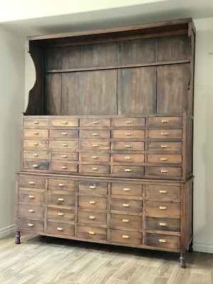 Large Antique Apothecary Case Cabinet 45 drawers
