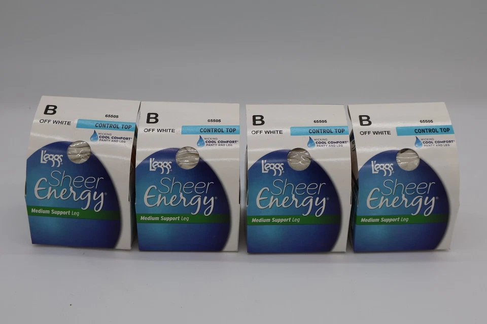 Pantimedias L’eggs Sheer Energy BLANCO APAGADO B Control Top Puntera Transparente 4 Pares Foto 3 de 4