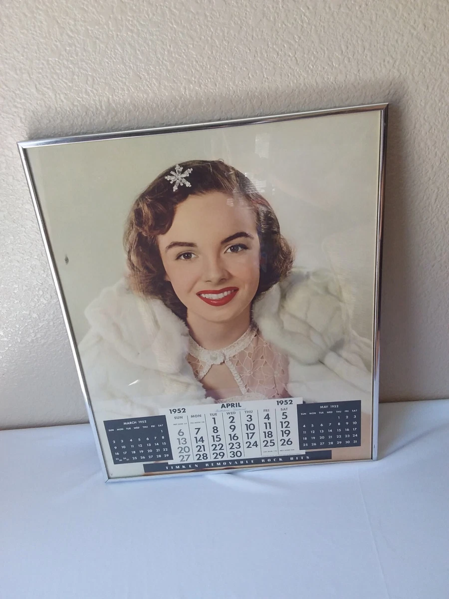 Vintage April 1952 Calendar Page Lady Timken Roller Bearing Co. Framed |  eBay