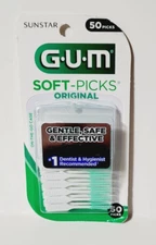Sunstar GUM SOFT PICKS Original Gentle Safe Food Plaque Removal 50 Pack NEW