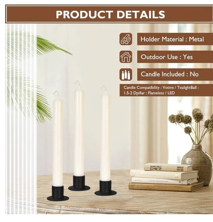 Set of 8 Black Round Taper Candle Holders, 2" Base, Primitive, Metal, Holder - Image 4 of 4