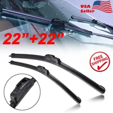 22" & 22" Windshield Wiper Blades J-Hook Premium Hybrid silicone ALL SEASON NEW!