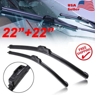 22'' & 22'' Windshield Wiper Blades J-Hook Premium Hybrid silicone ALL SEASON NEW!
