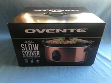 New Ovente 3.5L Brushed Copper Slow Cooker w/ Removable Ceramic Crock Pot & Lid