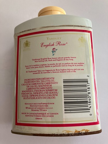 7 oz. Tin of Yardley English Rose Perfumed Talc Used - Picture 2 of 6