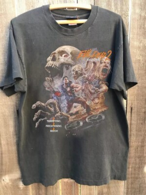 Evil Dead 2 Movie 90s Graphic Charcoal Unisex T shirt Basic Style Vtg S-5XL