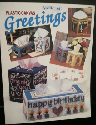 THE NEEDLECRAFT SHOP  GREETINGS  PLASTIC CANVAS #89PH3  1989   BY MICHELE WILCOX