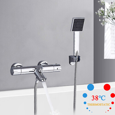 Thermostat Badewannenarmatur Duschset Chrom Wasserhahn Badewanne mit Handbrause