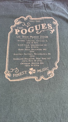 The Pogues 2008 Concert t shirt XL RARE! Music Band Black - Foto 3 di 4