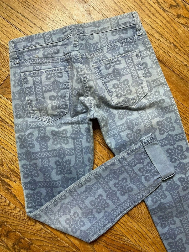 Pantalones de mezclilla Current Elliott tiro bajo calce ajustado estampado floral con puños al tobillo 4/27 Foto 3 de 4