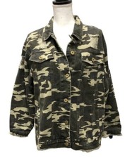 Grace & Emma Womens Right On Target Camo Distressed 100% Cotton Jacket Choose Sz
