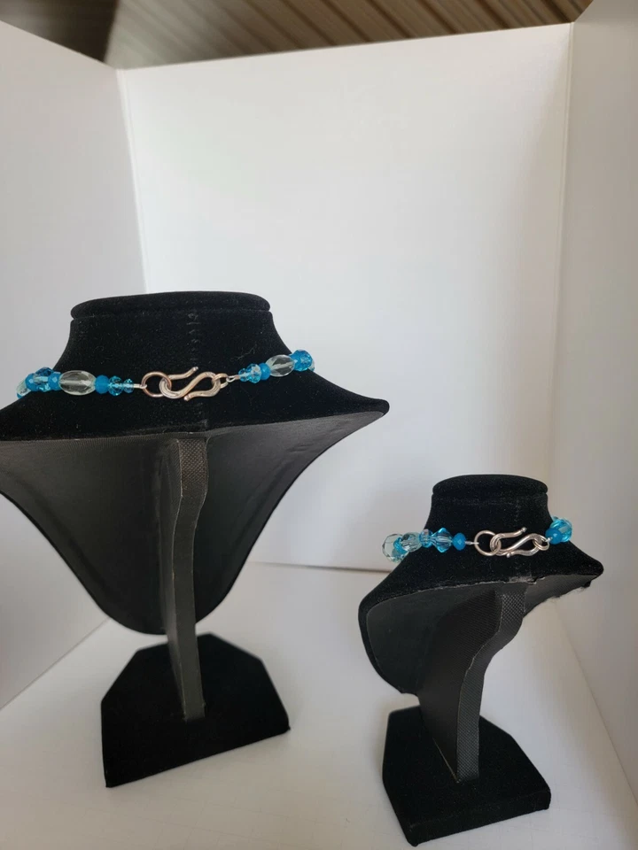 Aquamarine, Blue Topaz, Swarovski crystal, sterling silve jewelry set. Ship free - Image 3 of 4