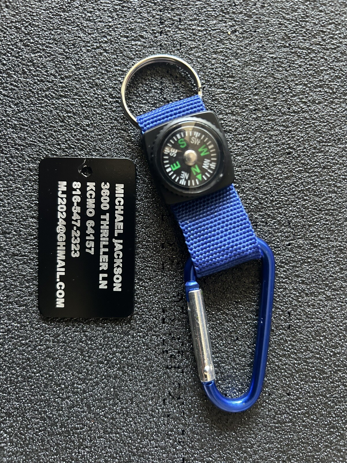 1 Blue Custom Engraved Luggage ID tags with free Compass Lanyard