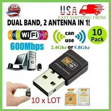 Lot of 10 x AC600 Mbps Dual Band 2.4/5Ghz Wireless USB Mini WiFi Network 802.11